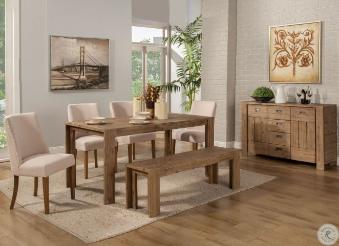 Seashore Antique Natural Dining Room Set From Alpine | Coleman Furniture pertaining to Alpine Furniture Seashore Fixed Wood Top Dining Table In Antique Natural (Brown)