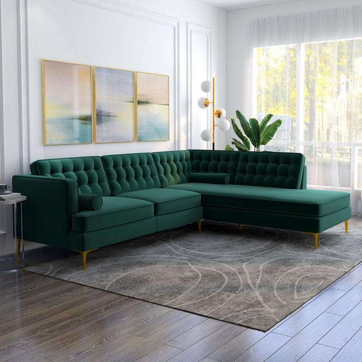 Sectional Sofas - Bed Bath & Beyond | Living Room Furniture Sectionals ... for Castle Modern Pillow Back Velvet Right-Facing Upholstered Sectional In Green
