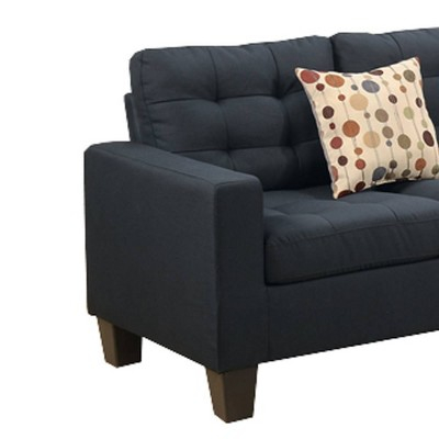 Sectional : Target in Benzara Bm168745 Polyfiber Fabric 4 Pieces Sectional With 2 Pillows, Black