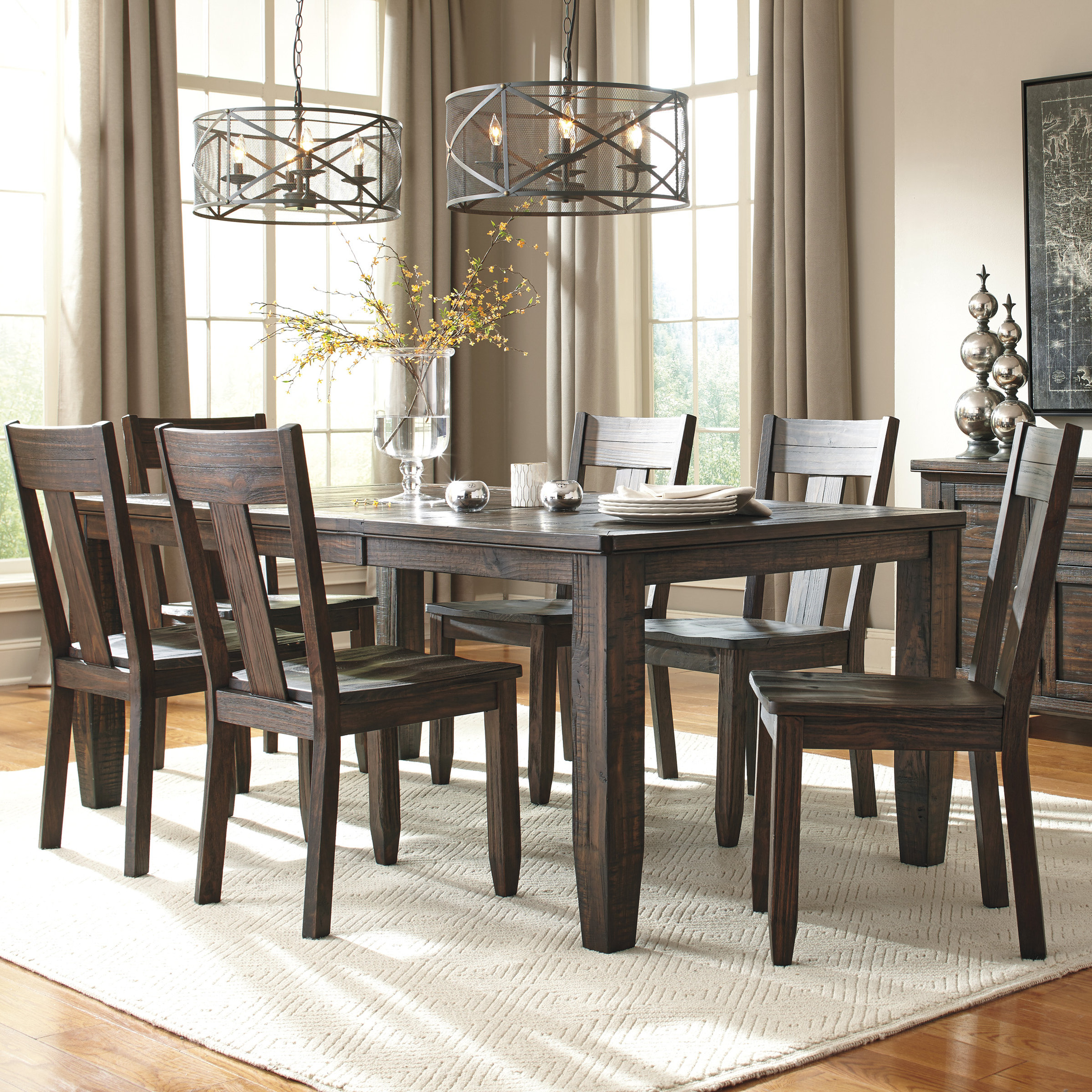 Signature Design By Ashley 7 Piece Dining Set & Reviews | Wayfair with 7-Piece S Dining Set, Table And 6 Kitchen Chairs, Black