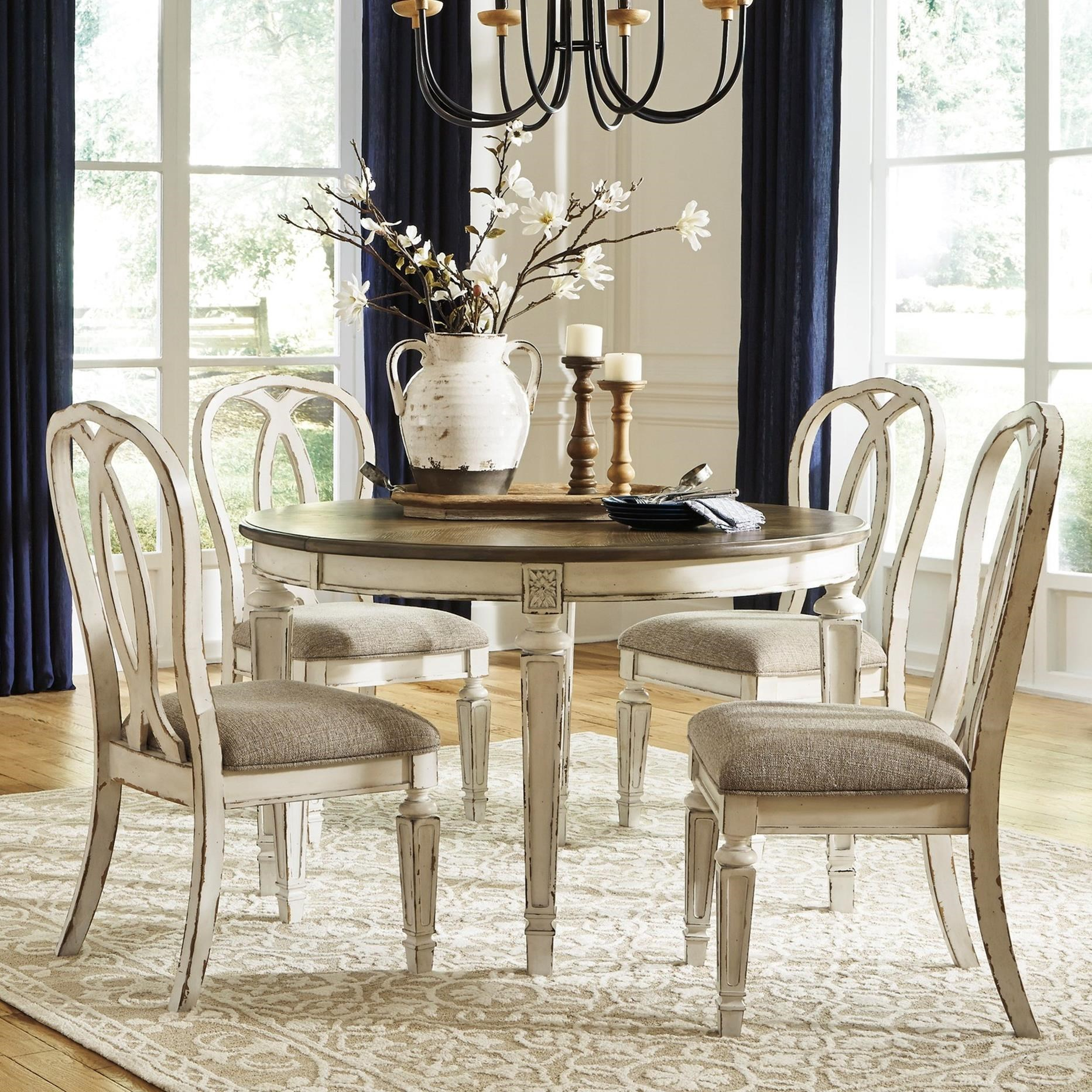 Signature Design By Ashley Realyn 5-Piece Round Table And Chair Set ... intended for Space-Saving Strategies Maximizing Functionality in a Compact Dining Area