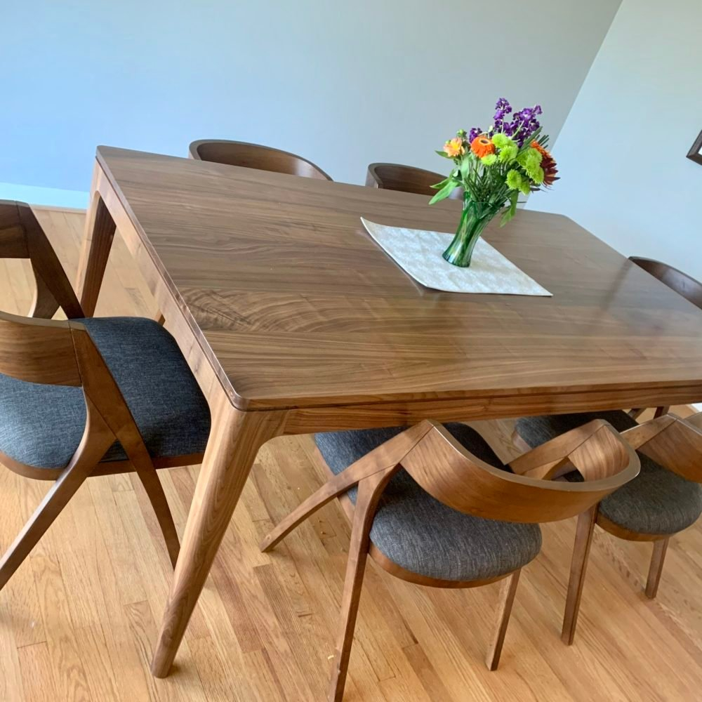 Solid Wood Quarter Sawn Walnut Mid Century Modern Dining Table ... in 75" Mid-Century Wood Dining Table In Walnut