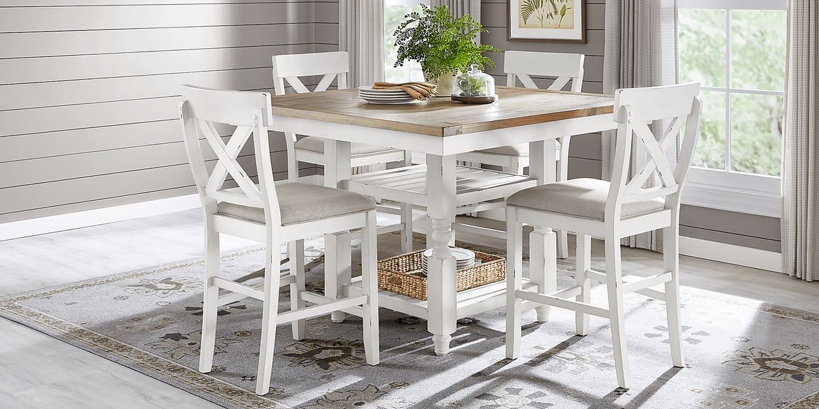 Spring Cottage 5 Pc White Colors,White Dining Room Set With Counter ... for The Ultimate Guide to Choosing a 5 Piece Counter Height Set