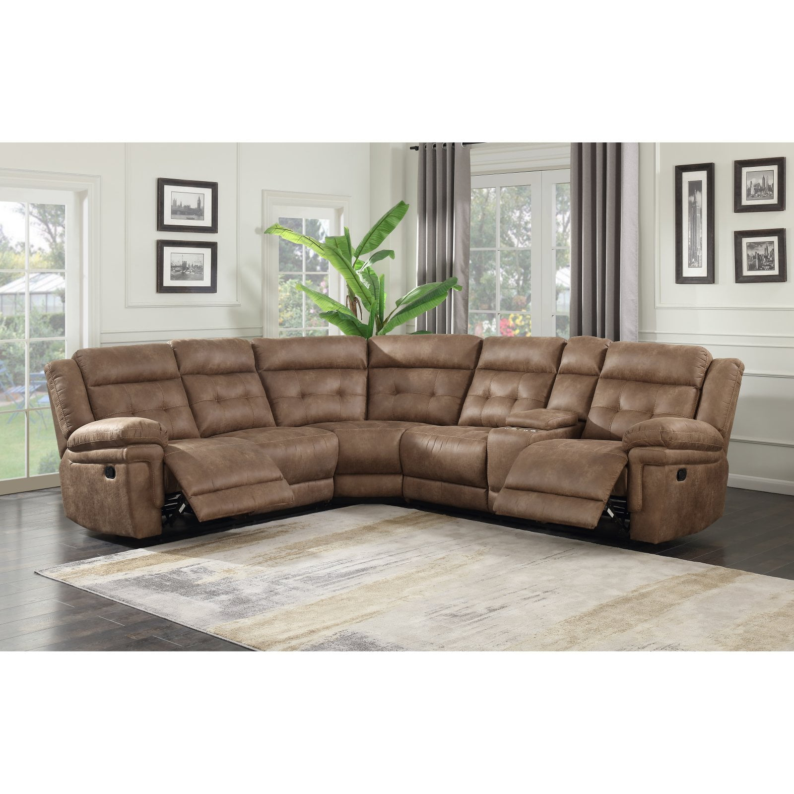 Steve Silver Transitional 3-Piece Microfiber Reclining Sectional In ... with regard to Bowery Hill Sectional A Guide to Long-Term Care