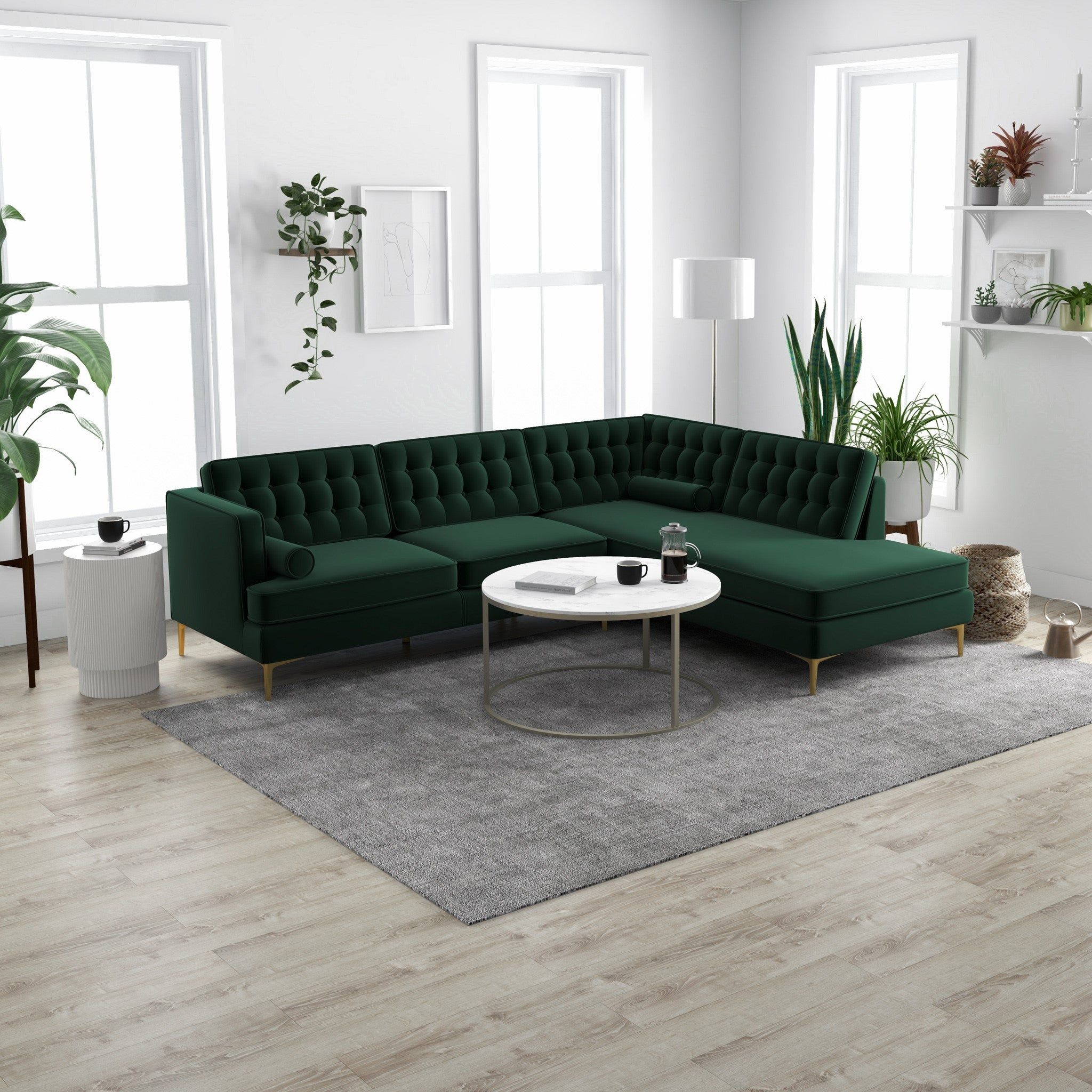 Style/Type Contemporary Modern Sectional Sofa / Sectional Sofa General ... pertaining to Castle Modern Pillow Back Velvet Right-Facing Upholstered Sectional In Green
