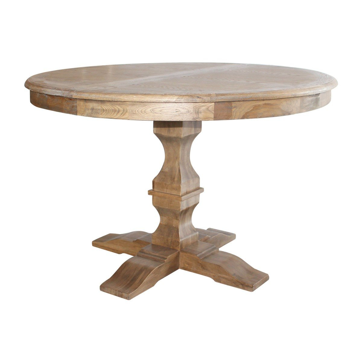 Stylewell Round Pedestal Unfinished Natural Pine Wood Table For (42 L X ... inside 42" Round Top Pedestal Table With Two Chairs, Unfinished