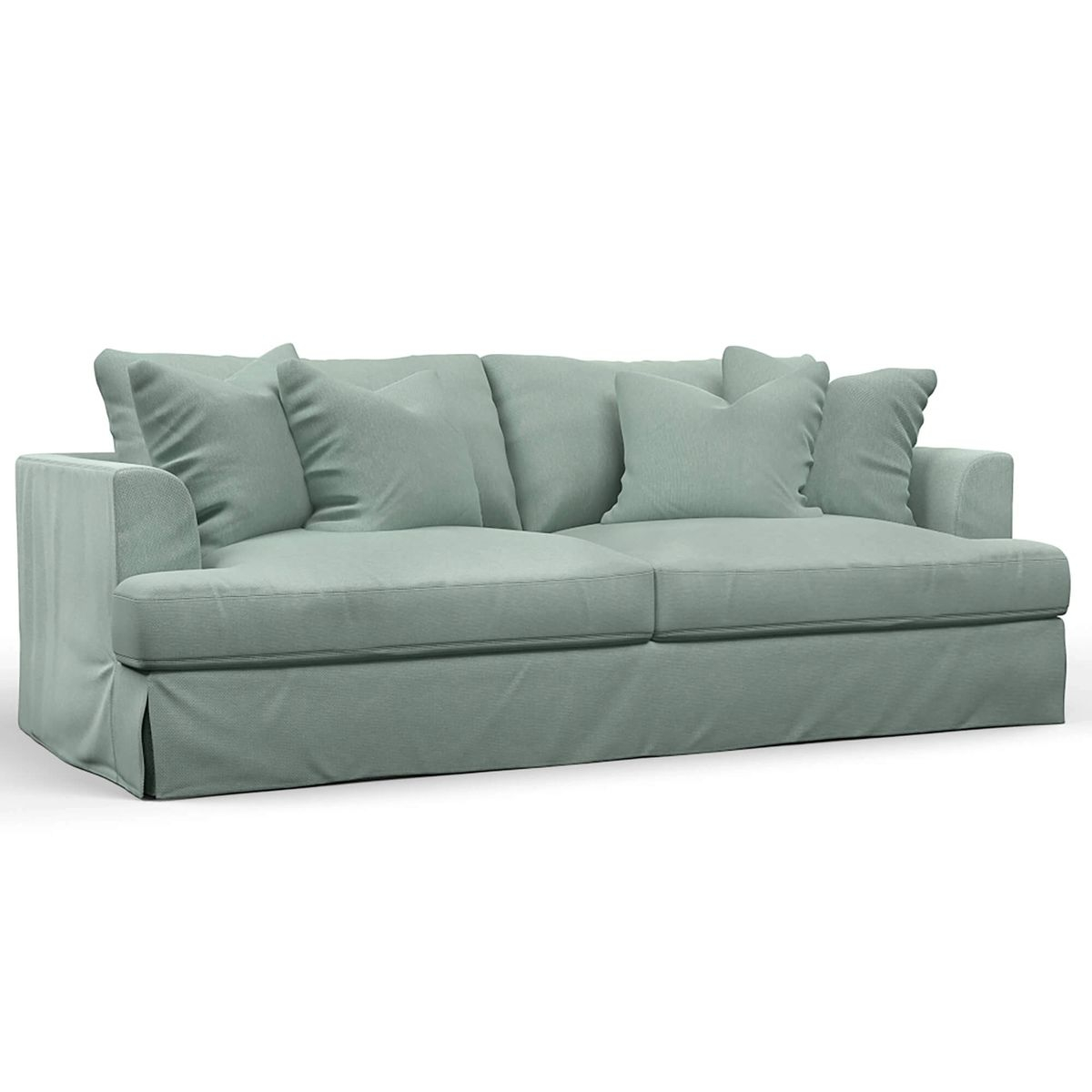 Sunset Trading Newport Slipcovered Recessed Fin Arm 94 Inch for Exploring the Versatility of Gray Sofas in Home Decor