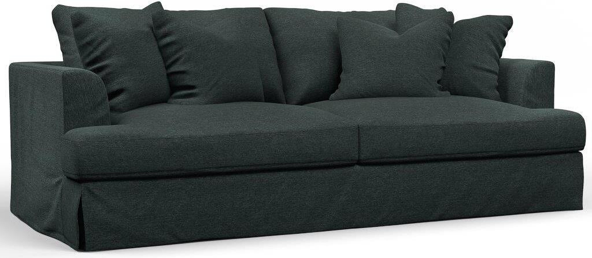 Sunset Trading Newport Slipcovered Recessed Fin Arm 94 Inch Sofa Stain ... in Box Cushion Slip-Covered Sofa, Stain Resistant Performance Fabric, Gray