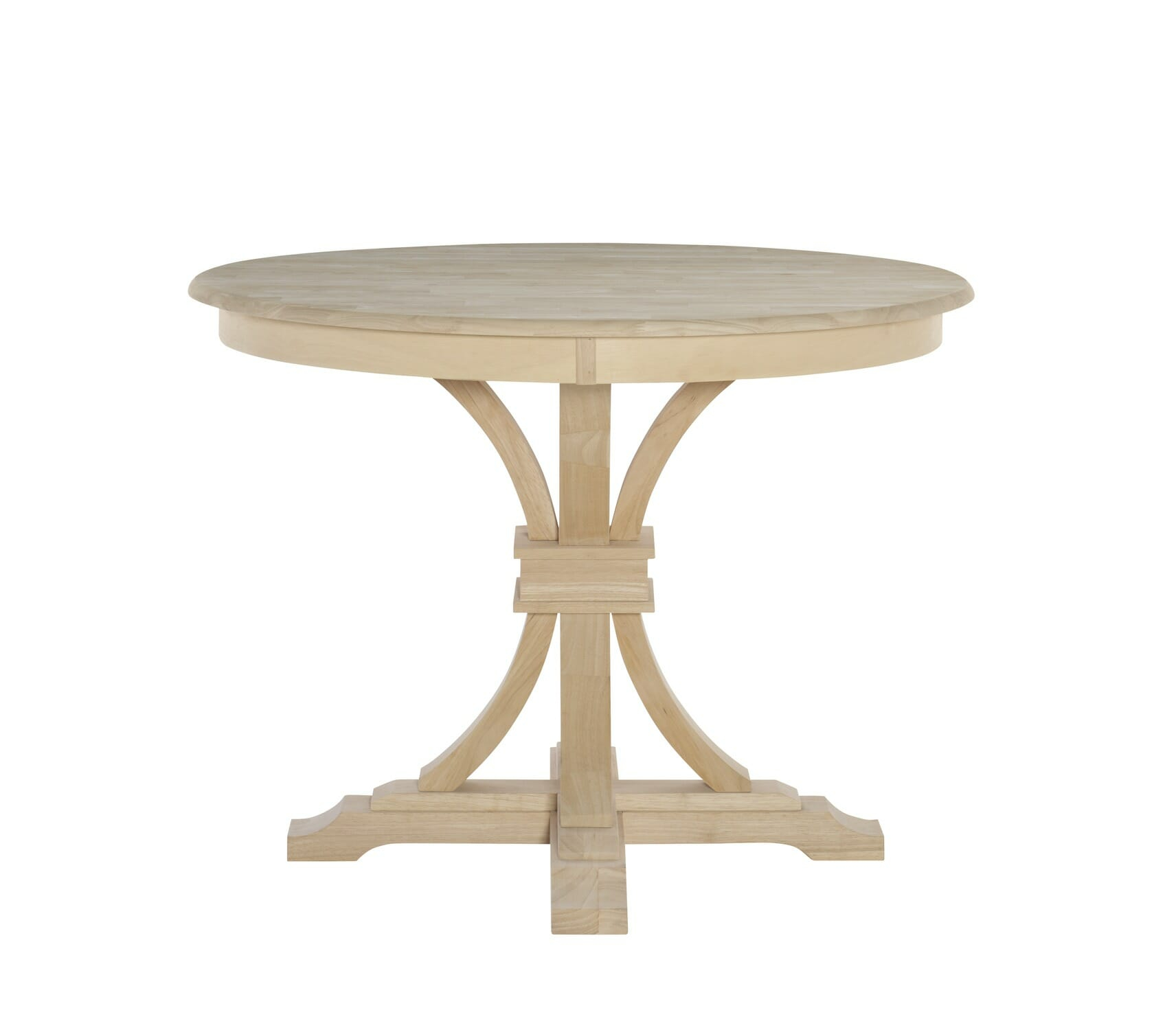 T-142Rt 42" Solid Round Create-A-Table | Unfinished Furniture Of Wilmington with 42" Round Top Pedestal Table With Two Chairs, Unfinished