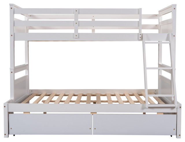 Tateus Stylish Wood Twin Over Full Bunk Bed With Under-Bed Storage ... for Tateus Stylish Wood Twin Over Full Bunk Bed With Under-Bed Storage, White