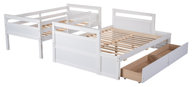 Tateus Stylish Wood Twin Over Full Bunk Bed With Under-Bed Storage ... throughout Long Term Value Evaluating the Durability and Design of TATEUS Bunk Beds