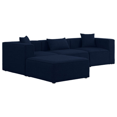 The 15 Best Blue Sectional Sofas | Houzz intended for Celestine Modern Pillow Back Velvet Right-Facing Upholstered Sectional In Blue