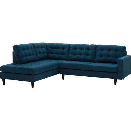 The 15 Best Blue Sectional Sofas | Houzz regarding Bowery Hill Navy Blue Velvet Gold Finished Sectional Sofa