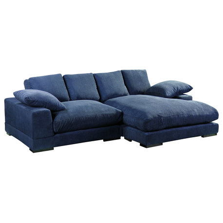 The 15 Best Blue Sectional Sofas | Houzz with Celestine Modern Pillow Back Velvet Right-Facing Upholstered Sectional In Blue