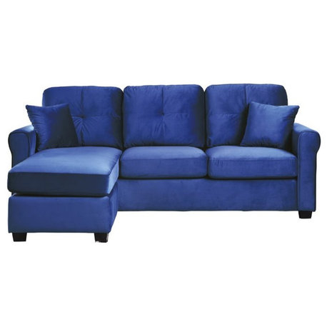 The 15 Best Blue Velvet Sectional Sofas | Houzz pertaining to Bowery Hill Navy Blue Velvet Gold Finished Sectional Sofa