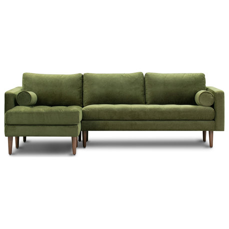 The 15 Best Green Velvet Sectional Sofas | Houzz in Castle Modern Pillow Back Velvet Right-Facing Upholstered Sectional In Green