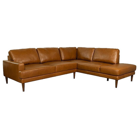 The 15 Best Leather L-Shaped Sectional Sofas | Houzz with Allen Living Room Chesterfield Cognac Tan Leather Left Corner Sectional Couch