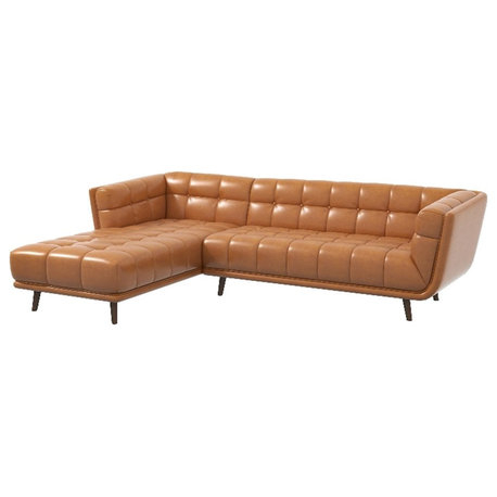 The 15 Best Leather L-Shaped Sectional Sofas | Houzz with Eldorado Modern Living Room Top Leather Corner Sectional Couch In Cognac Tan