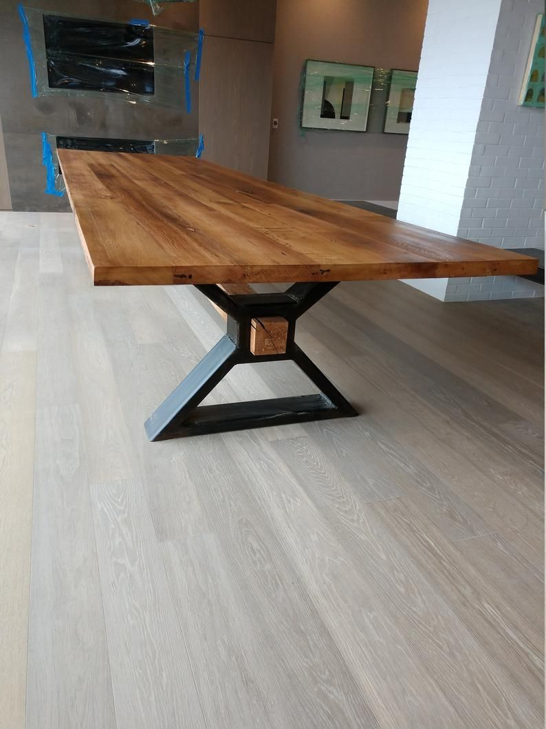The Government - Convention Desk From Reclaimed Oak And Trendy ... for Chestnut Cedar Top Dining Table, Industrial Metal Base & Industrial Style