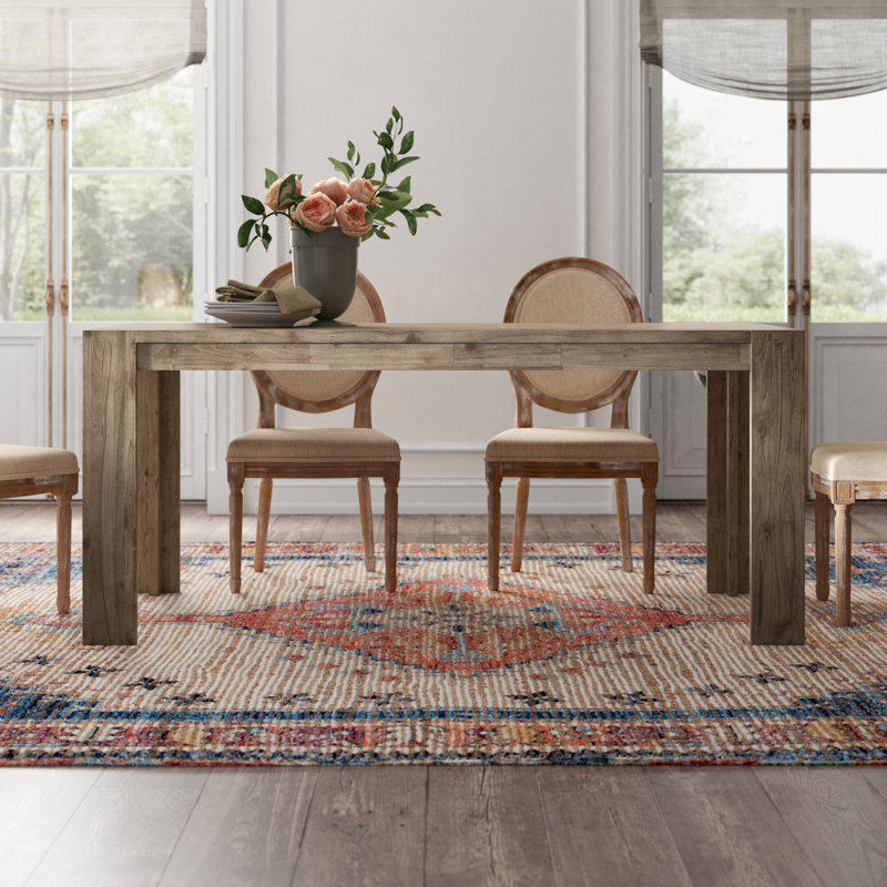 Three Posts Vancamp Seashore Fixed Top Dining Table, Antique Natural ... for Creating a Coastal Vibe with Your Antique Natural Dining Table