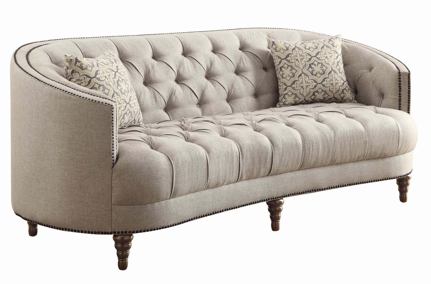 Traditional Gray Fabric Tufted Curved Back Sofa pertaining to Classic Tufted Curved Back Sofa