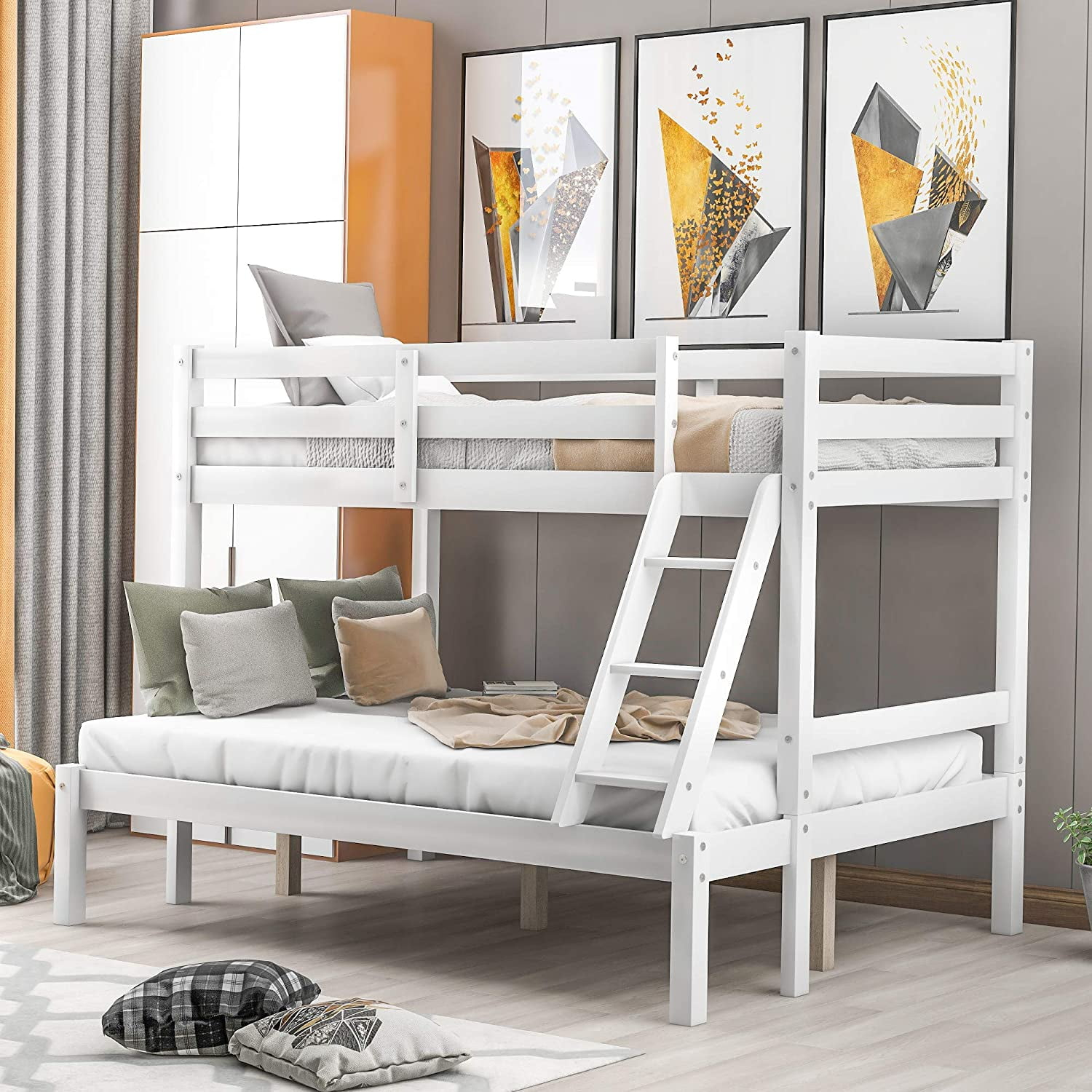 Twin Over Queen Bunk Bed White At Santos Long Blog inside Tateus Stylish Wood Twin Over Full Bunk Bed With Under-Bed Storage, White