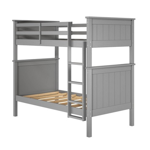Twin Over Twin Deirdra Modern Gray Solid Wood Built In Ladder Kids ... intended for Maximizing Space with a Linon Twin Over Twin Bunk Bed