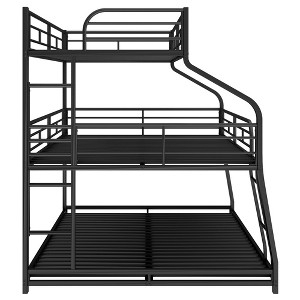 Twin Xl Over Full Xl Over Queen Triple Bunk Bed With Long Short Ladders ... intended for Gewnee Twin Xl Over Queen Bunk Bed With Ladder And Guardrails, Walnut