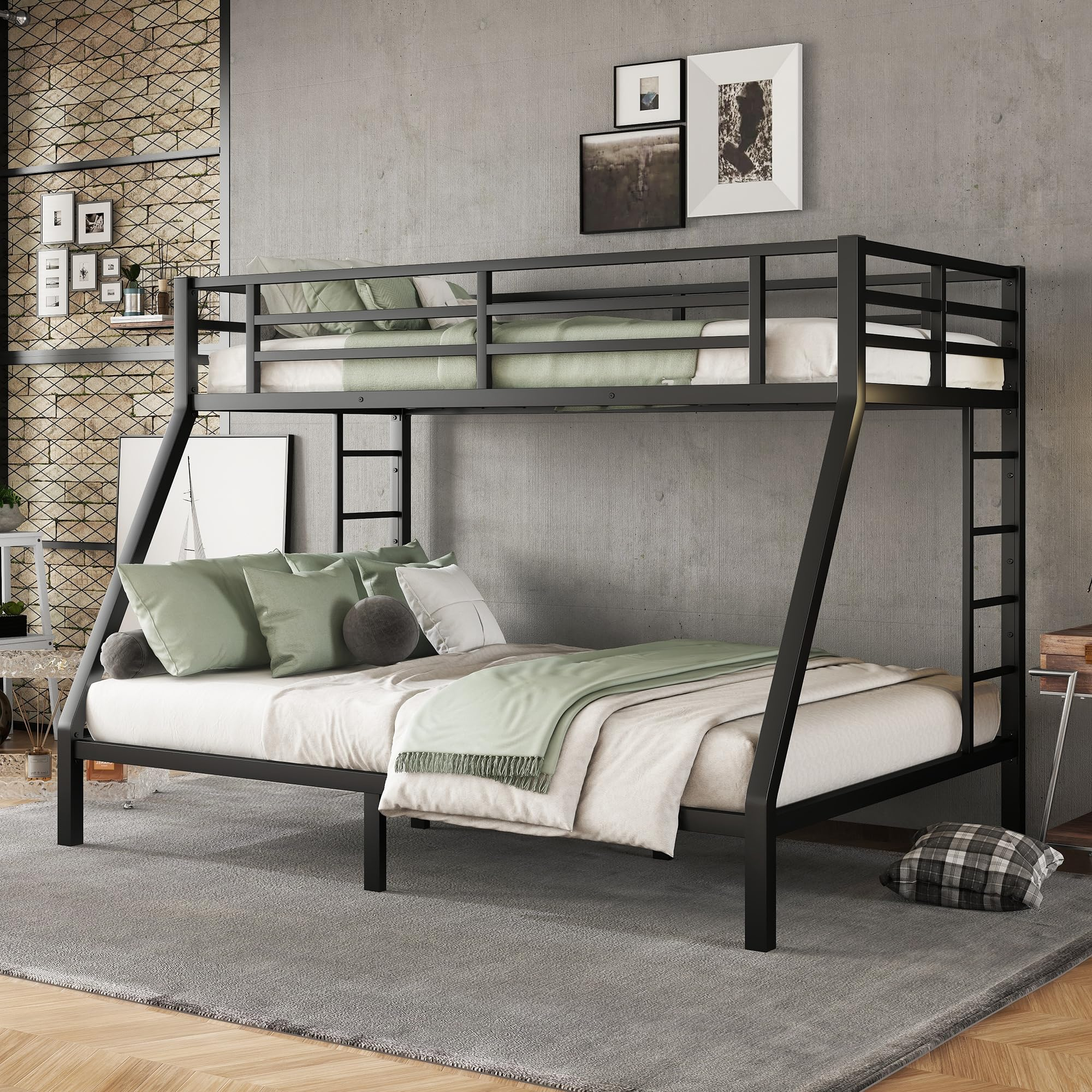 Twin Xl Over Queen Metal Bunk Beds For Adults,Heavy Duty Adult Bunk ... with regard to Gewnee Twin Xl Over Twin Xl Metal Bunk Bed