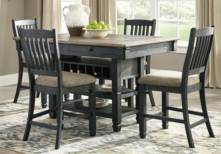 Tyler Creek Two-Tone Black 5 Pc. Counter Height Dining Set | Cincinnati ... regarding 5 Pc Counter Height Set - Counter Height Table And 4 Dining Chairs