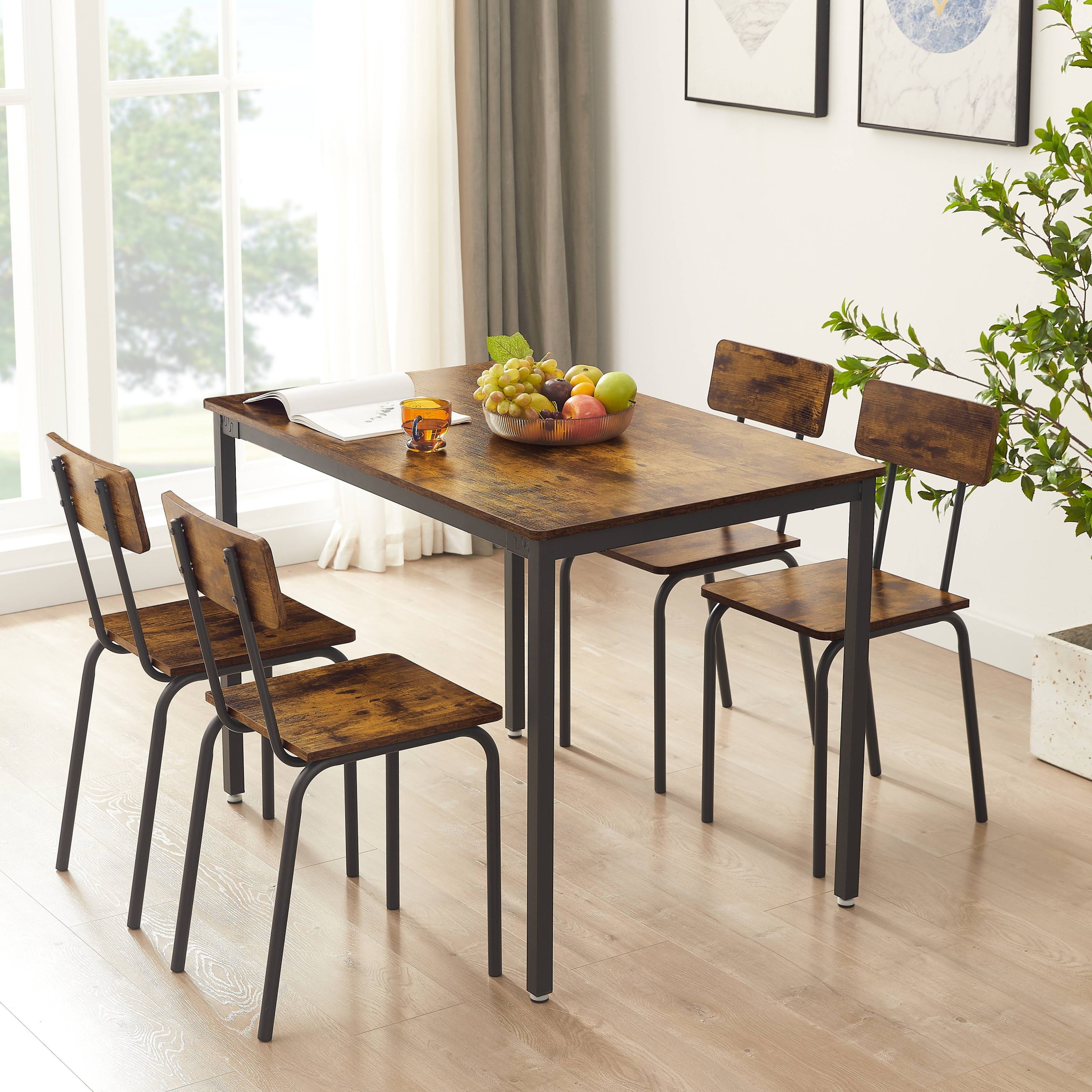 Uhomepro 5-Piece Dining Room Table Set For 4 Person, Dining Table And ... in Hardwood Chair Seats a Deep Dive into Durability and Design