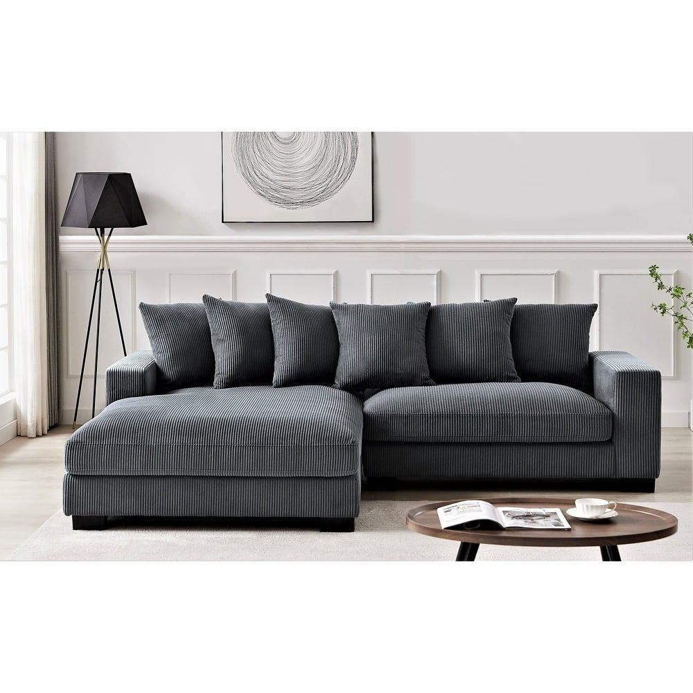 Us Pride Furniture Payan 102.4" Wide Corduroy L-Shape Sectional Sofa ... with Acme Furniture Tavia Corduroy Fabric L-Shaped Sectional With 6 Pillows In Gray