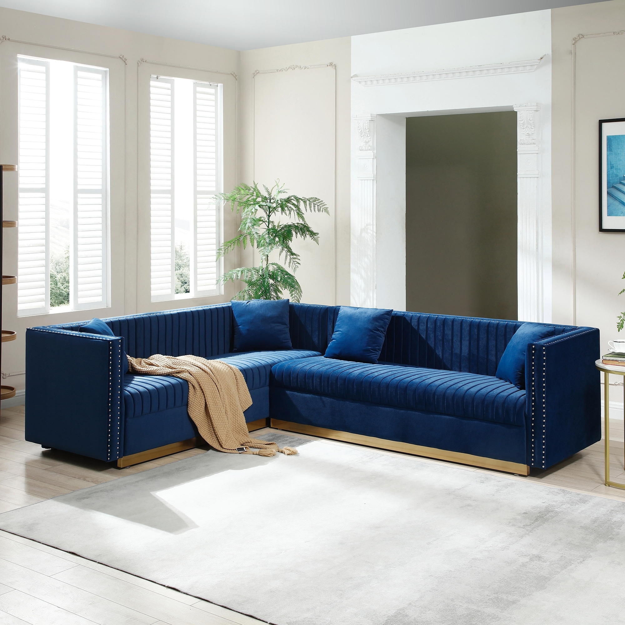 Velvet Sectional Sofas - Bed Bath & Beyond throughout Unveiling the Allure of the Celestine Modern Pillow Back Sectional