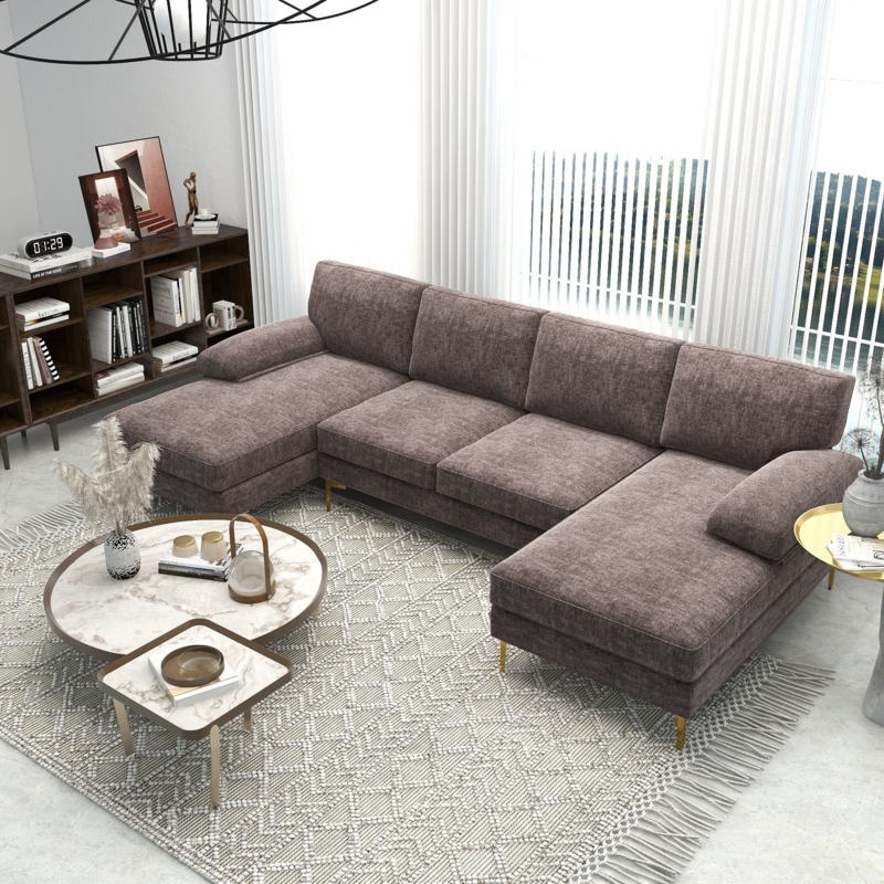 Velvet U-Shaped Sectional Sofa With Double Chaise Lounge | Foter inside Decoding the Anatomy of a Perfect Home Theater Setup for Immersive Experiences