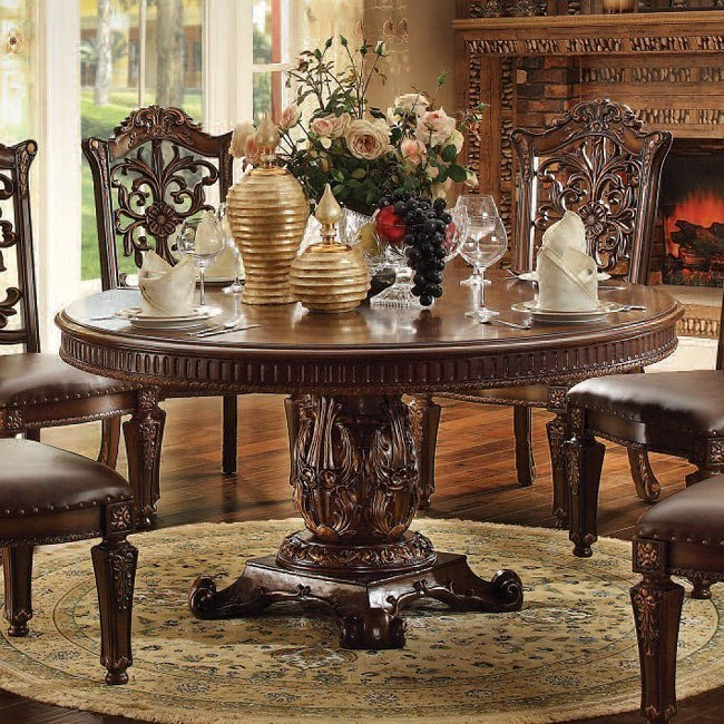 Vendome 72 Inch Round Dining Table (Cherry) By Acme Furniture ... throughout Exploring the Design and Functionality of a Brown Cherry Curved Pedestal Base