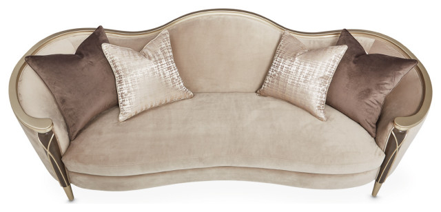 Villa Cherie Velvet Sofa - Porcini/Hazelnut - Midcentury - Sofas - By ... inside Michael Amini Villa Cherie Velvet Sofa In Porcini/Hazelnut Brown