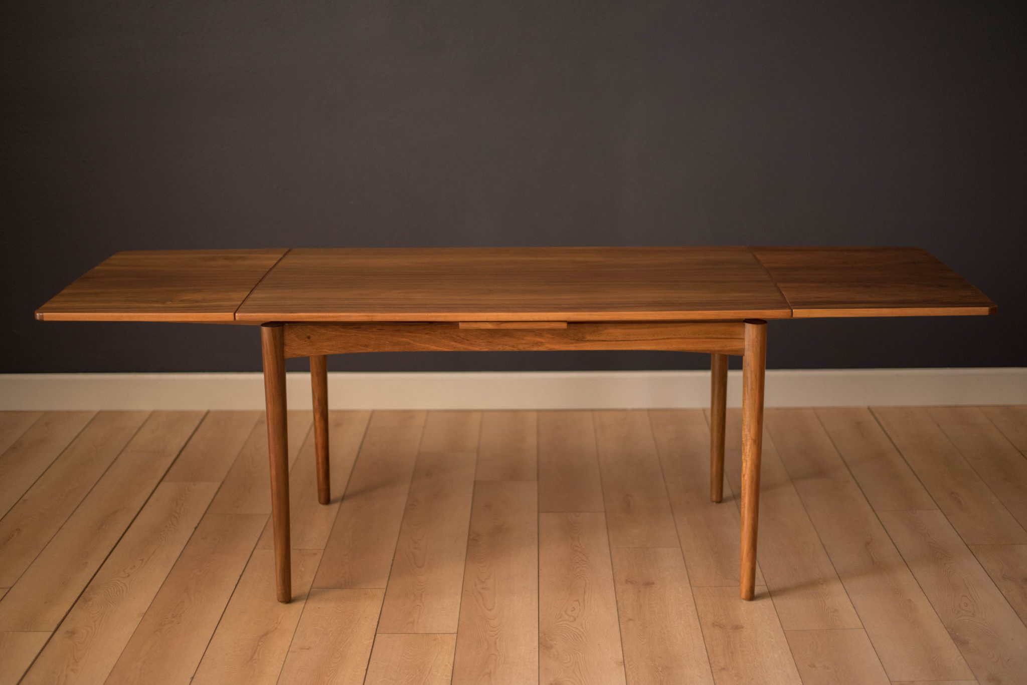 Vintage Danish Walnut Extendable Dining Table By Arne Hovmand-Olsen ... pertaining to 75" Mid-Century Wood Dining Table In Walnut