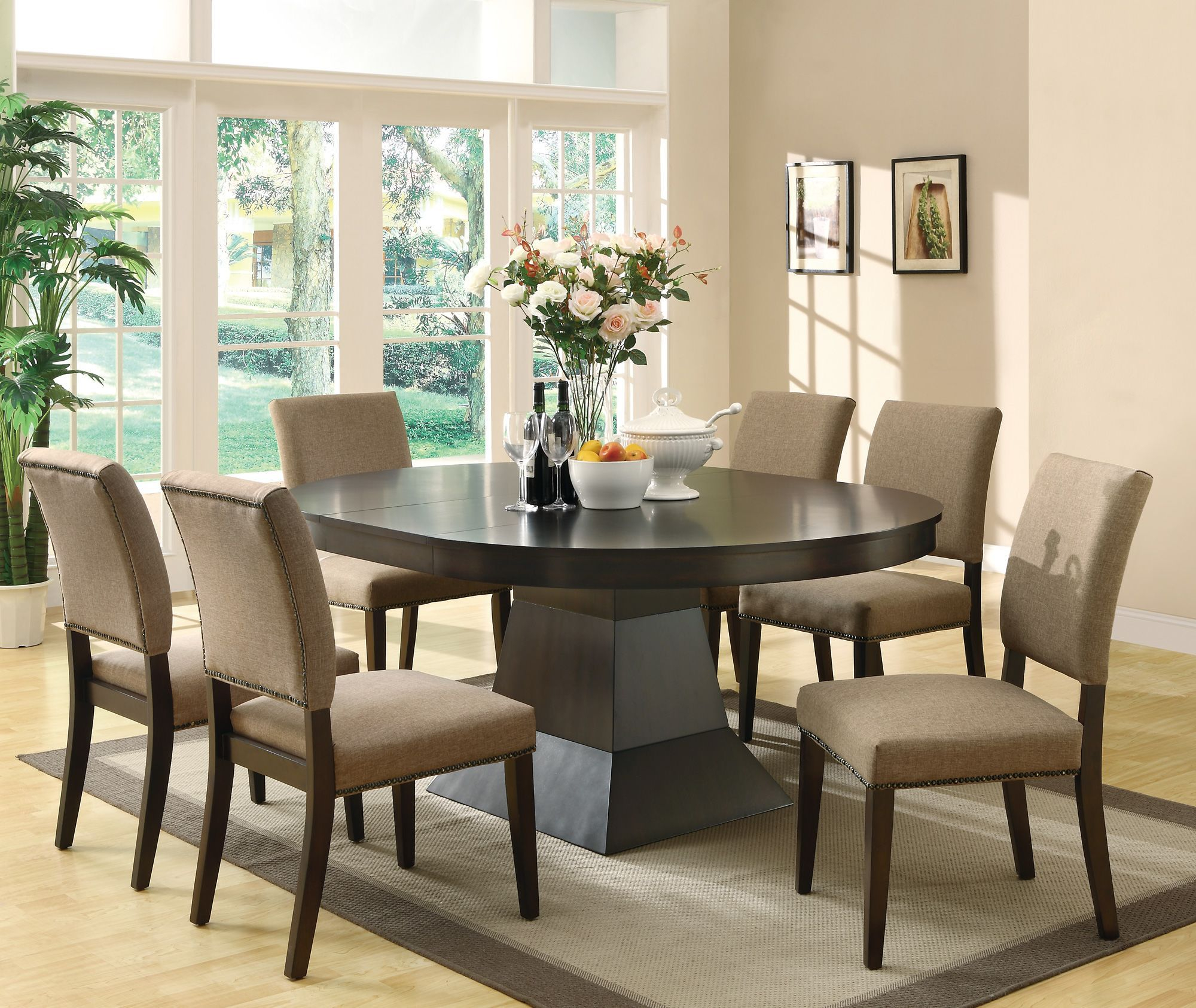 Wildon Home ® Woodstock 7 Piece Dining Set | Modern Dining Room, Oval ... with regard to 7-Piece Dining Room Set And Oval Table, Leaf And 6 Chairs With Cushion