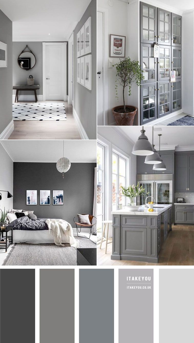 A Collage Of Photos With Gray And White Colors In The Kitchen, Living ... in