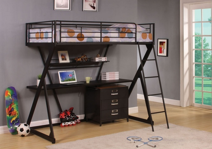 Acme 37138 Zazie Ii Collection Twin Loft Bed With Lower Desk And Shelf ... in Long Term Value What Makes the ACME Jason II Loft Bed a Smart Investment