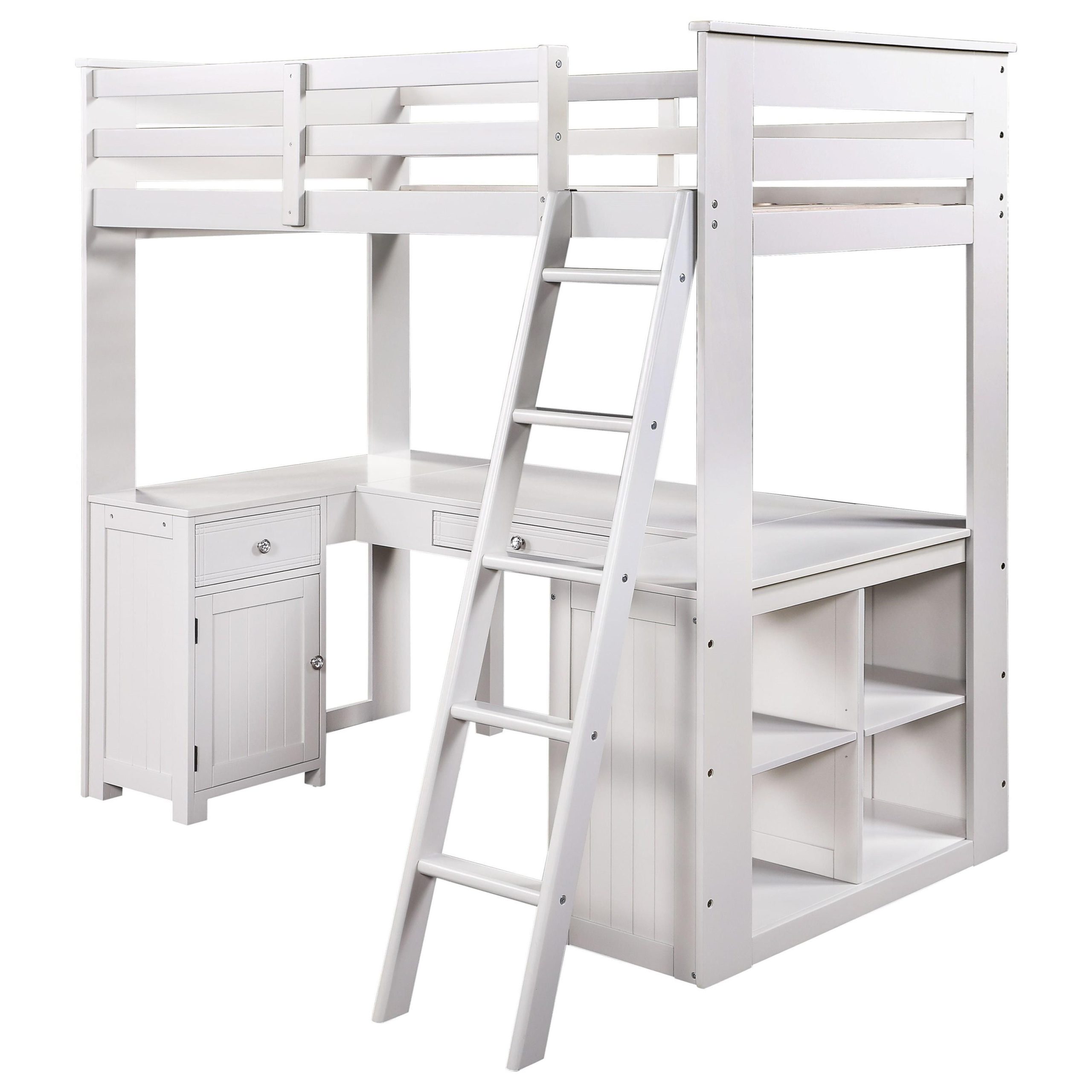 Acme Furniture Ambar Twin Loft Bunk Bed With Chest, Desk &Amp; Bookcase ... in