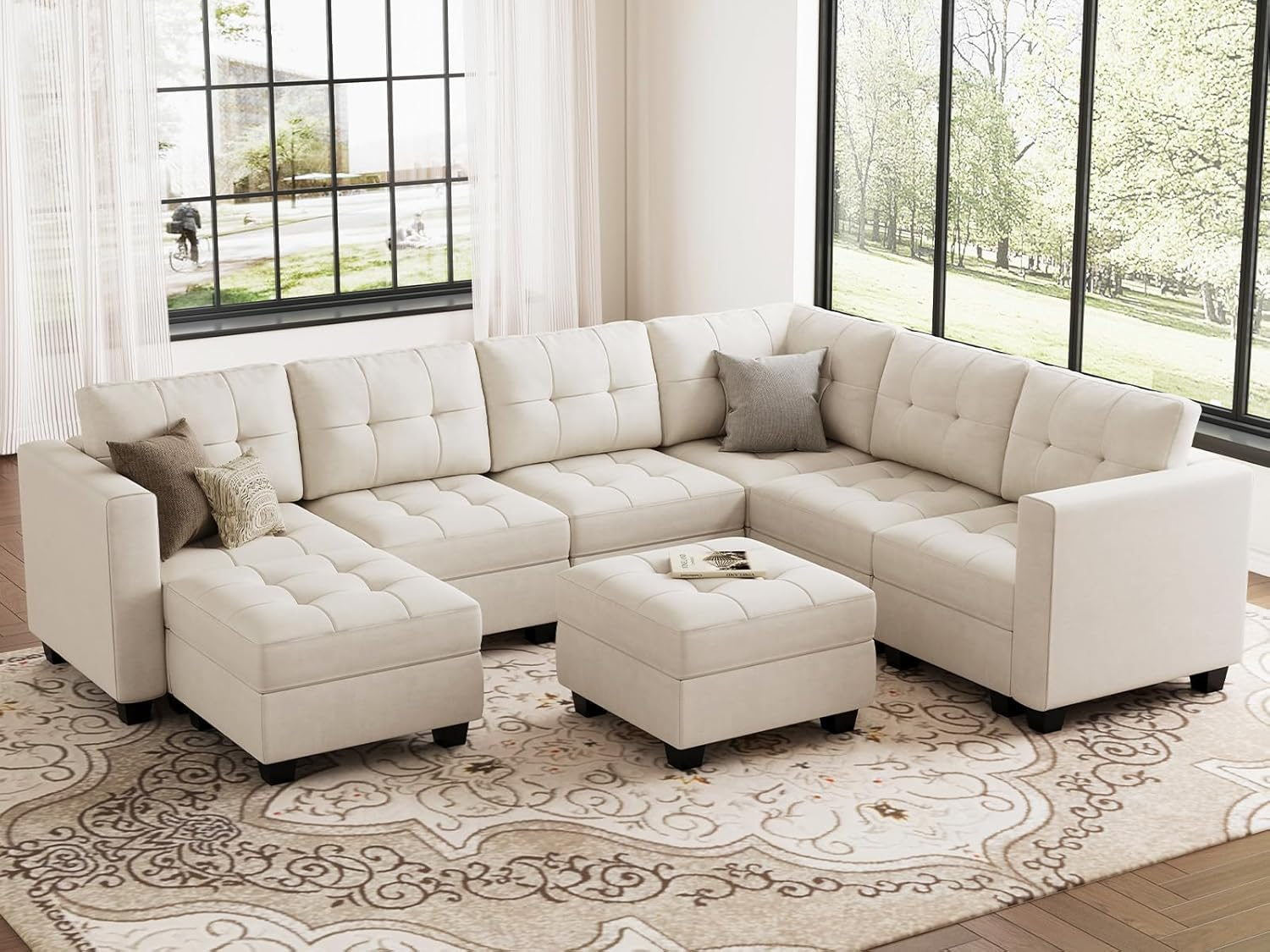 Amazon.com: Belffin U Shaped Modular Sectional Sofa With Chaise ... in How to Style Your Living Space with a Modular Cream Sectional