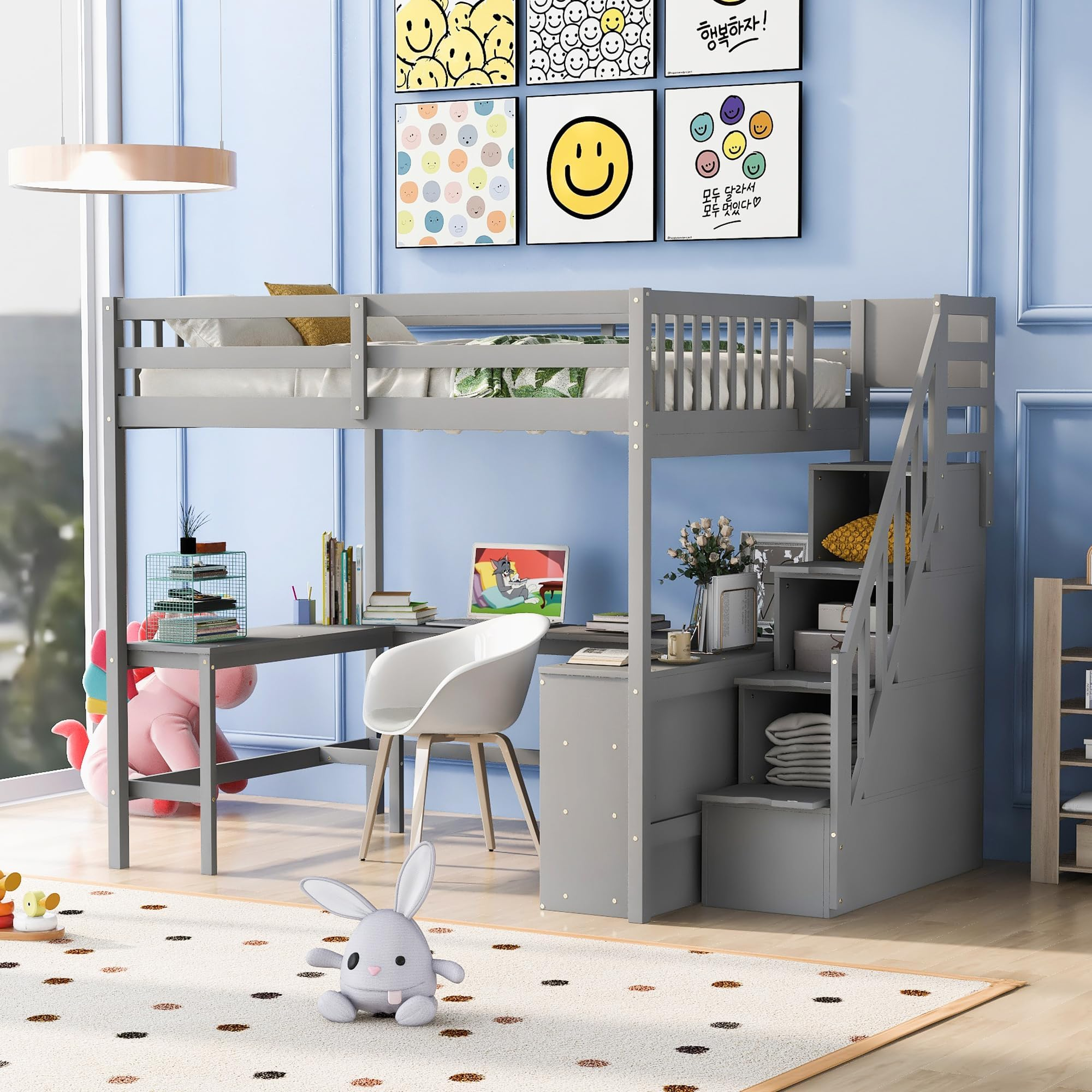 Amazon.com: Harper & Bright Designs Full Size Loft Bed With Wardrobe ... in