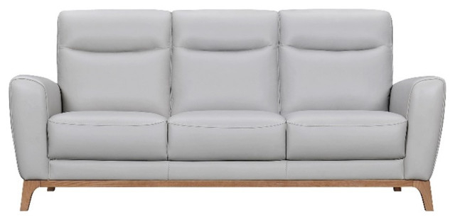 Armen Living Greyson 83" Upholstered Modern Leather Sofa In Dove Gray ... in