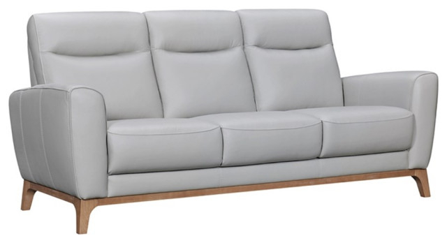 Armen Living Greyson 83" Upholstered Modern Leather Sofa In Dove Gray ... inside
