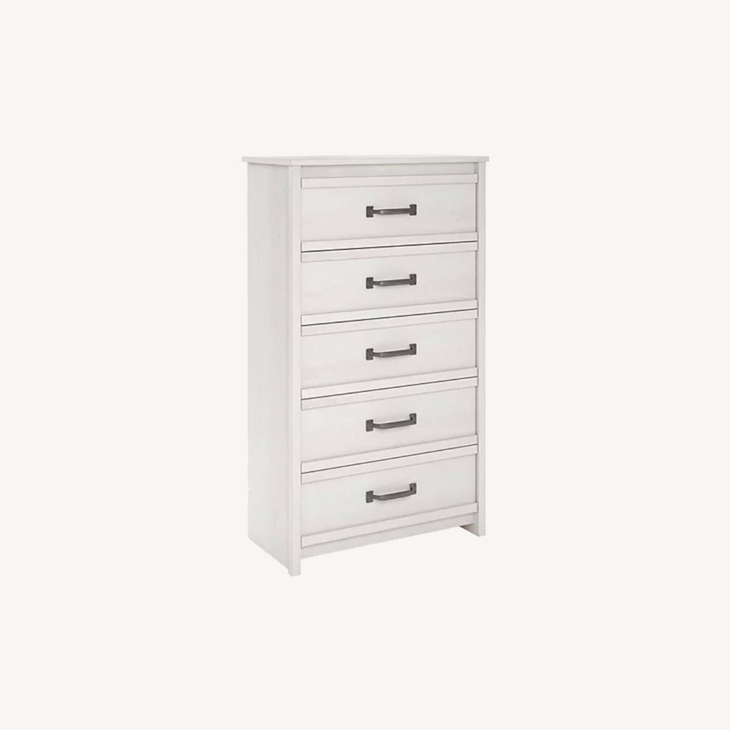 Bed Bath &Amp; Beyond White 5-Drawer Dresser - Aptdeco within Beyond Storage How a Pearl White Chest Elevates Your Space