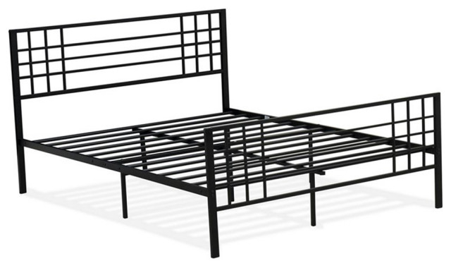 Bowery Hill Traditional Metal Full Bed Frame In Black - Transitional ... within