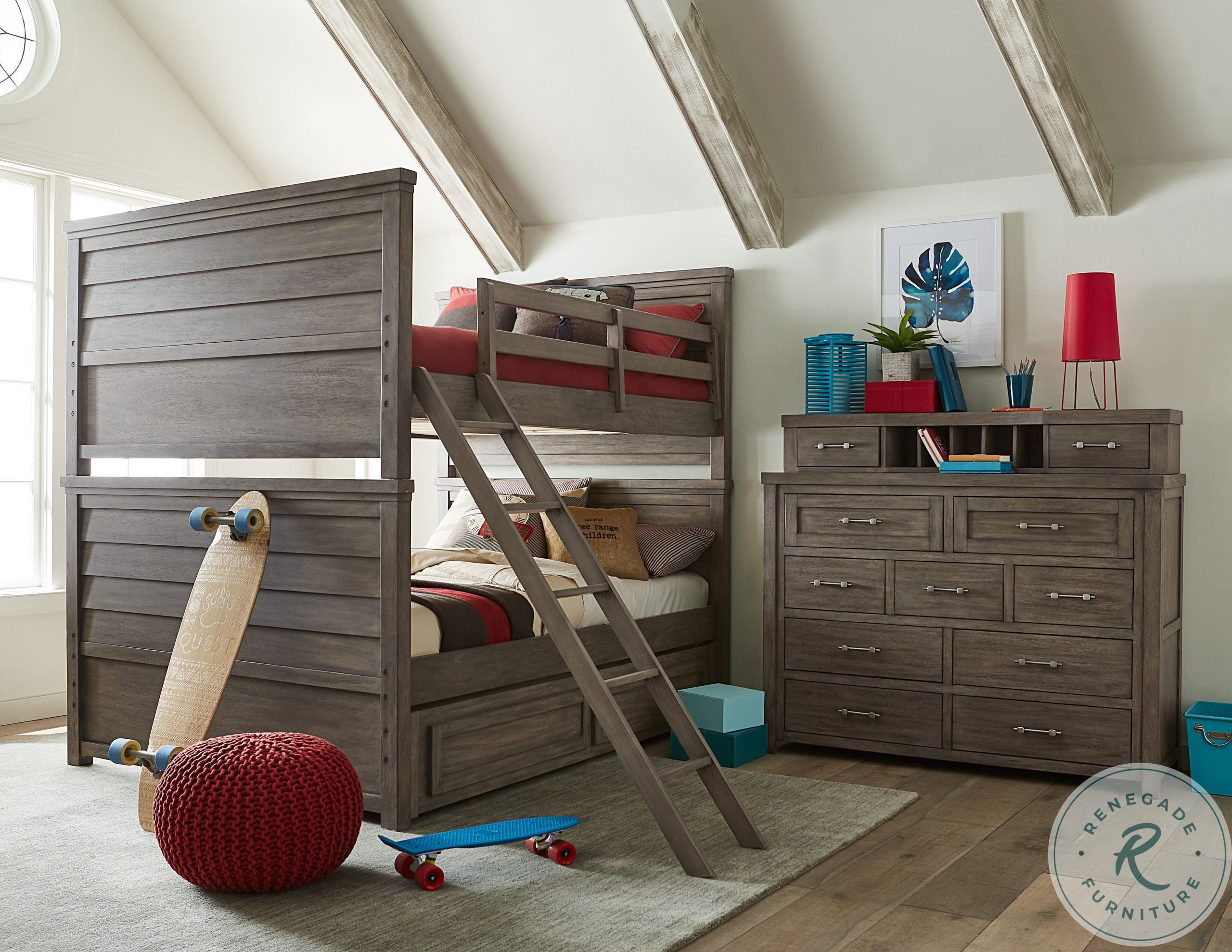 Bunkhouse Aged Barnwood Full Over Full Trundle Bunk Bed From Legacy ... with A Deep Dive into Aged Barnwood Finishes for Twin Bunkhouse Loft Furniture