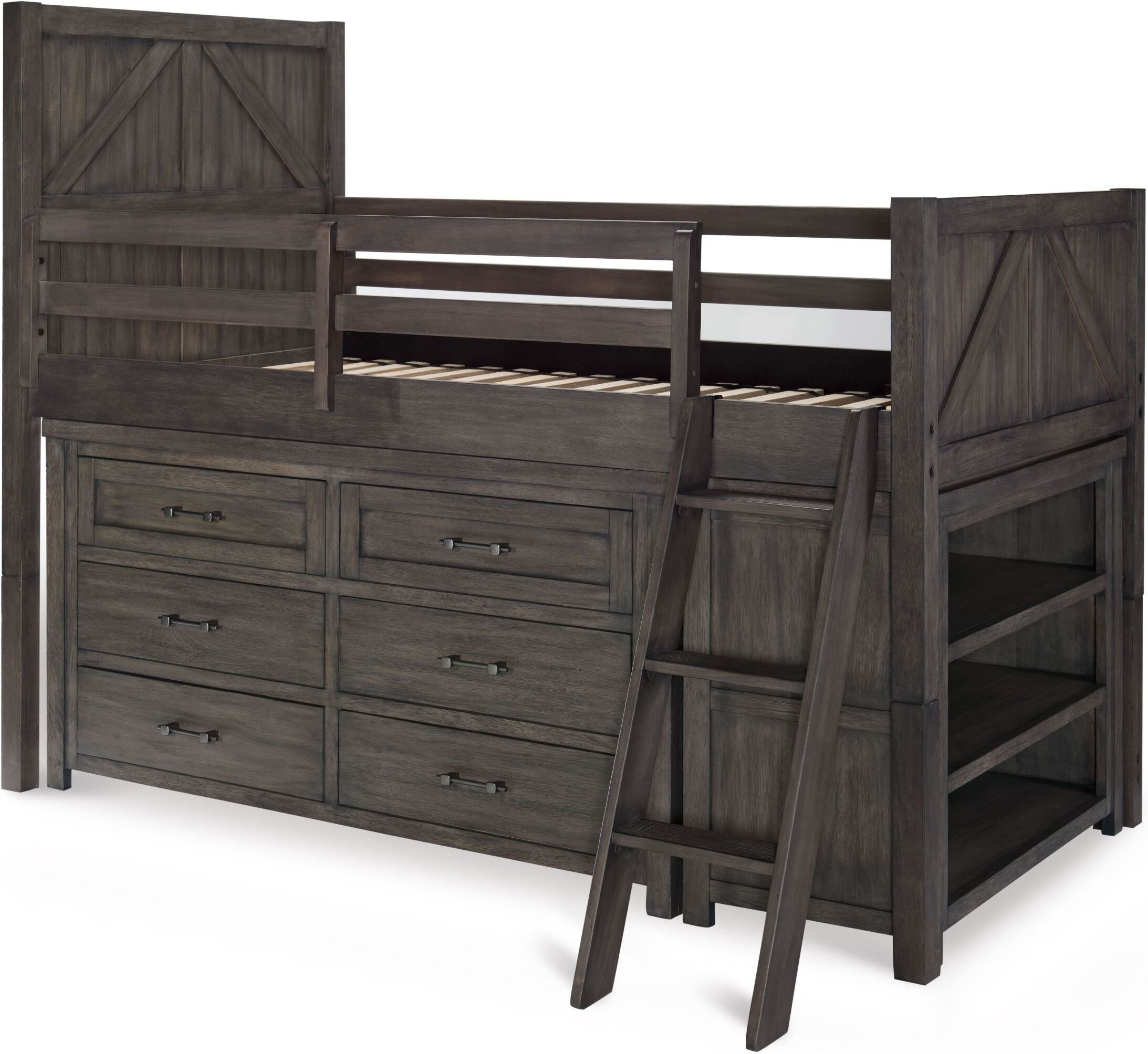 Bunkhouse Aged Barnwood Twin Mid Loft Bed By Legacy Classic Kids ... with regard to