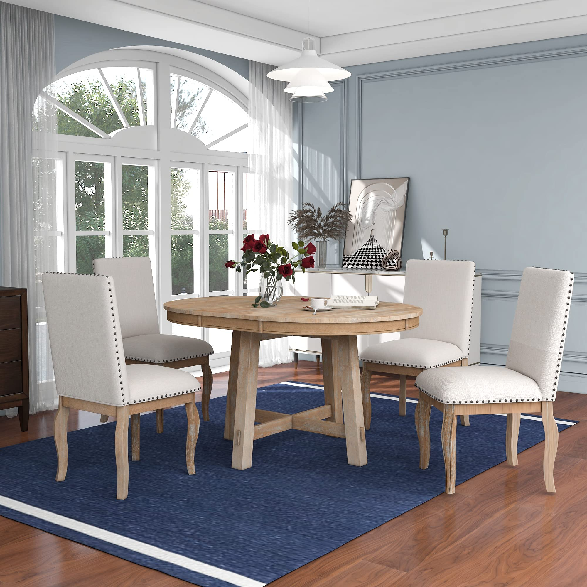 Buy Merax Dining Table Set, 5-Piece Farmhouse Dining Table And Chairs ... pertaining to